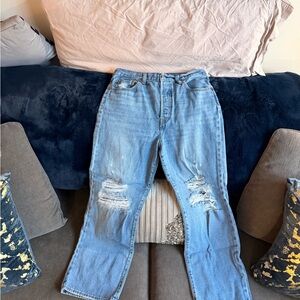 Levi's Light Blue Distressed Boot Cut Jeans